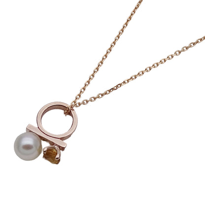 TASAKI タサキ プチバランス クラス チャーム ネックレス 750PG シトリン パール ピンクゴールド レディース 【中古】