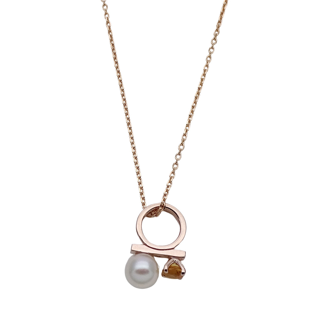 TASAKI タサキ プチバランス クラス チャーム ネックレス 750PG シトリン パール ピンクゴールド レディース 【中古】