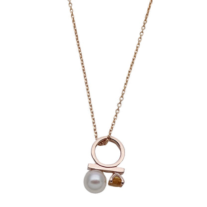 TASAKI タサキ プチバランス クラス チャーム ネックレス 750PG シトリン パール ピンクゴールド レディース 【中古】