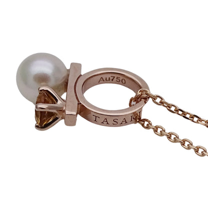 TASAKI タサキ プチバランス クラス チャーム ネックレス 750PG シトリン パール ピンクゴールド レディース 【中古】