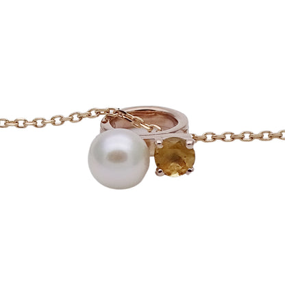 TASAKI タサキ プチバランス クラス チャーム ネックレス 750PG シトリン パール ピンクゴールド レディース 【中古】