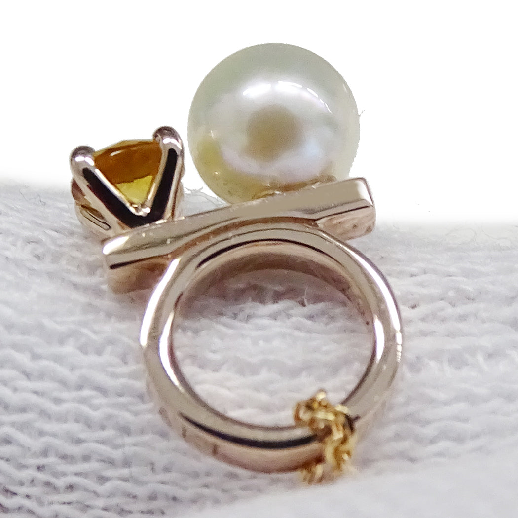 TASAKI タサキ プチバランス クラス チャーム ネックレス 750PG シトリン パール ピンクゴールド レディース 【中古】