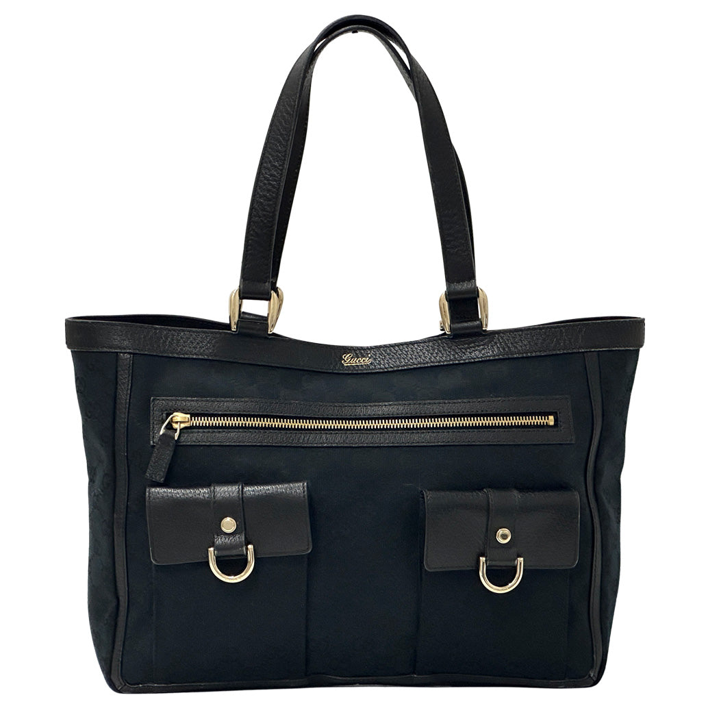 GUCCI グッチ トートバッグ GGキャンバス ブラック ゴールド金具 146247 レディース 【中古】