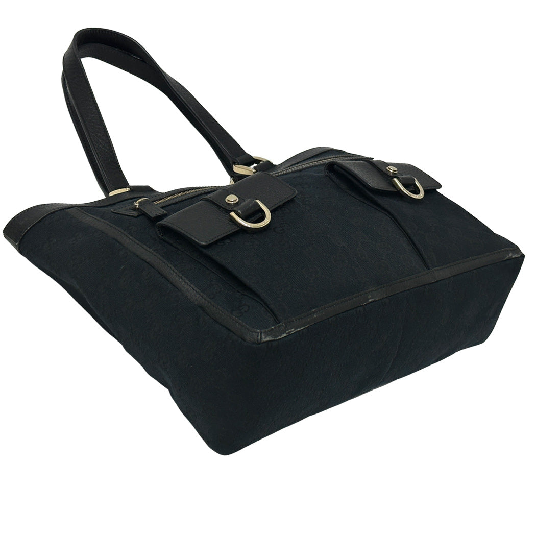 GUCCI グッチ トートバッグ GGキャンバス ブラック ゴールド金具 146247 レディース 【中古】