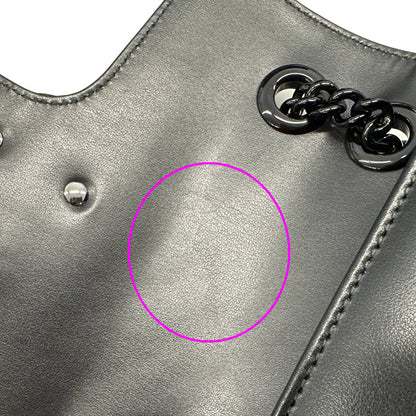 GUCCI グッチ ショルダーバッグ GGマーモント ブラック シルバー金具 レザー レディース 【中古】