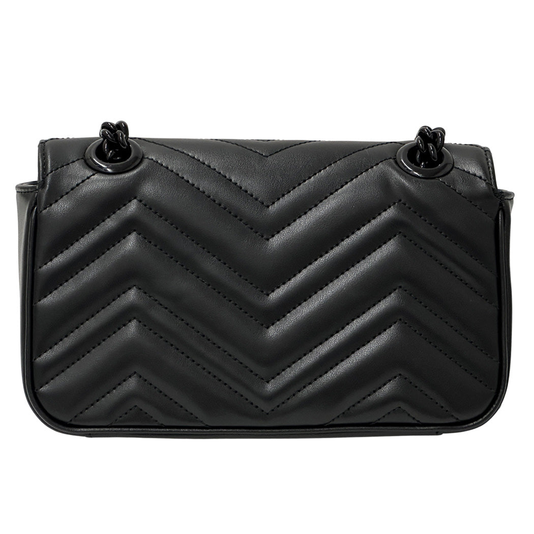 GUCCI グッチ ショルダーバッグ GGマーモント ブラック シルバー金具 レザー レディース 【中古】