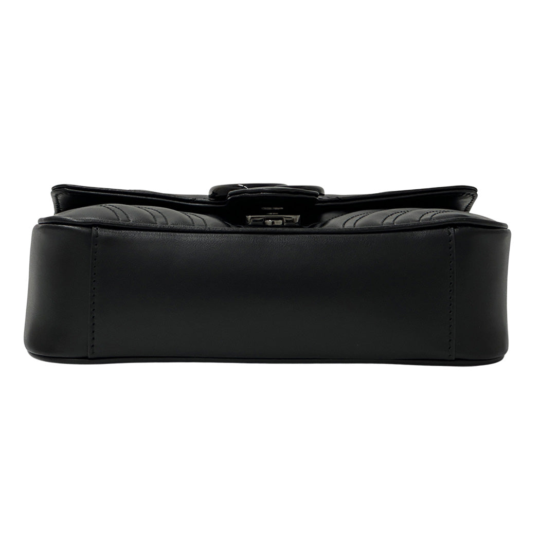 GUCCI グッチ ショルダーバッグ GGマーモント ブラック シルバー金具 レザー レディース 【中古】