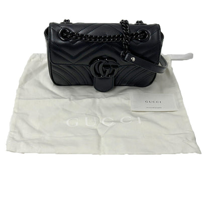 GUCCI グッチ ショルダーバッグ GGマーモント ブラック シルバー金具 レザー レディース 【中古】