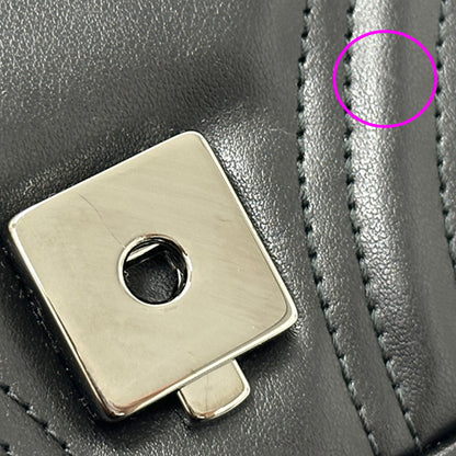 GUCCI グッチ ショルダーバッグ GGマーモント ブラック シルバー金具 レザー レディース 【中古】