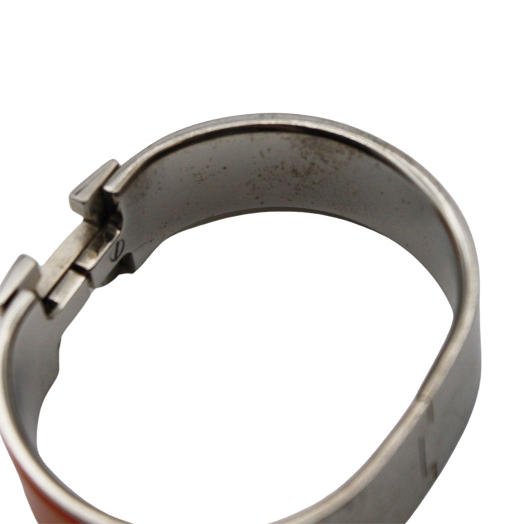 HERMES エルメス クリック クラックH バングル メタル オレンジ シルバー レディース 【中古】