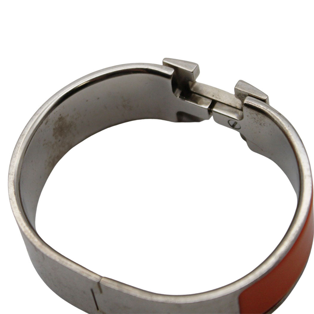 HERMES エルメス クリック クラックH バングル メタル オレンジ シルバー レディース 【中古】