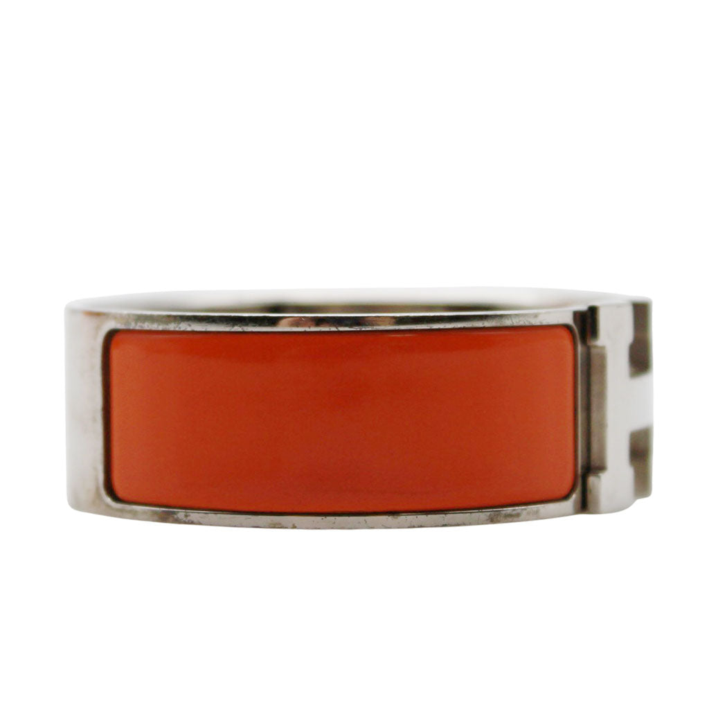 HERMES エルメス クリック クラックH バングル メタル オレンジ シルバー レディース 【中古】