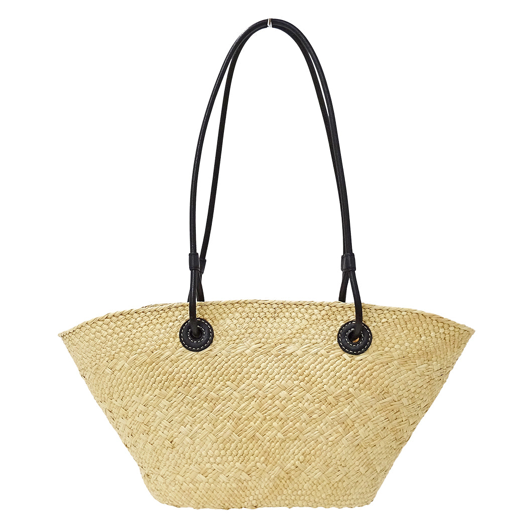 LOEWE ロエベ アナグラム バスケットバッグ スモール トートバッグ ナチュラル ブラック レディース 【中古】