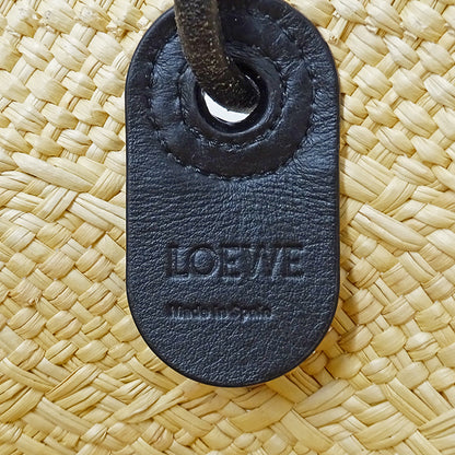 LOEWE ロエベ アナグラム バスケットバッグ スモール トートバッグ ナチュラル ブラック レディース 【中古】
