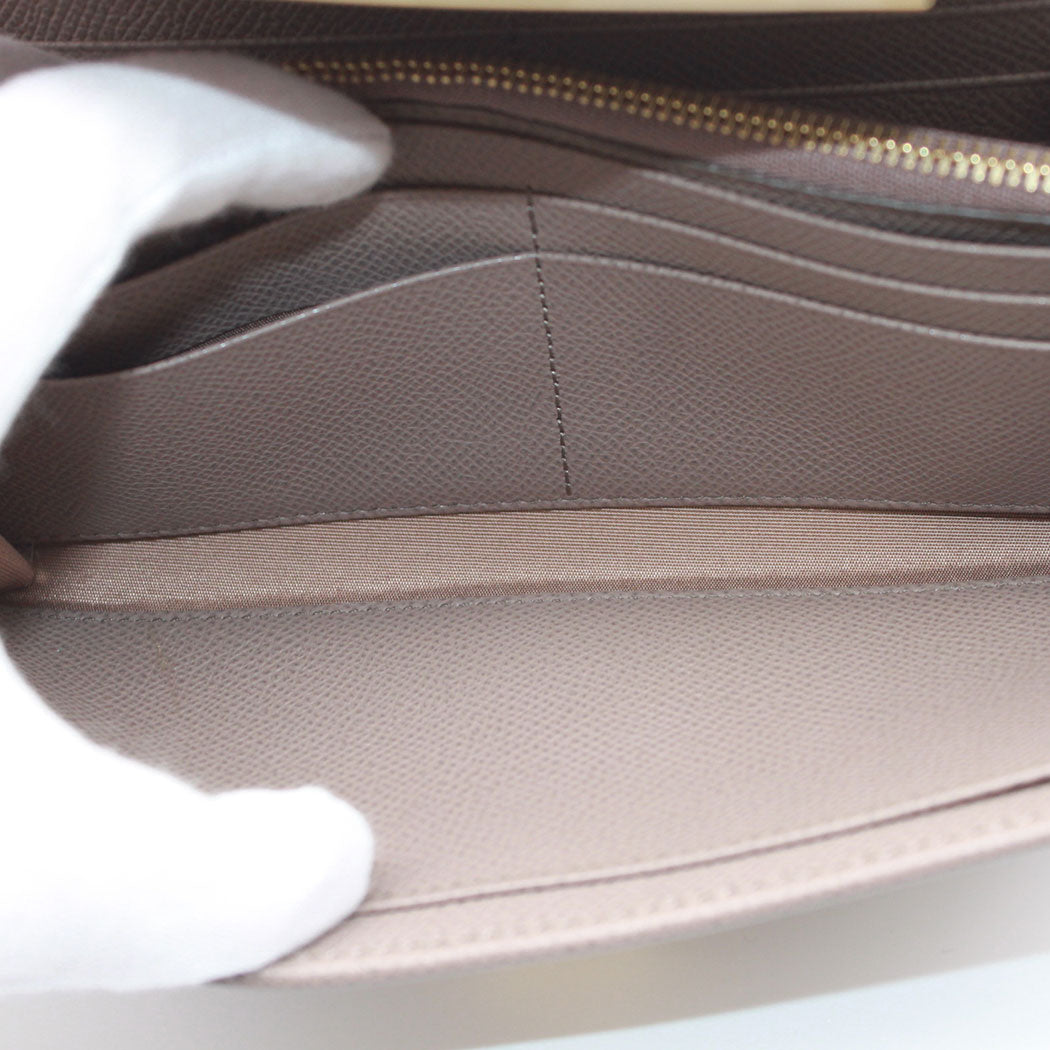 Ferragamo フェラガモ 長財布 ガンチーニ クリップ グレー レザー レディース 【中古】