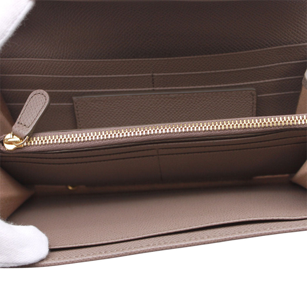 Ferragamo フェラガモ 長財布 ガンチーニ クリップ グレー レザー レディース 【中古】