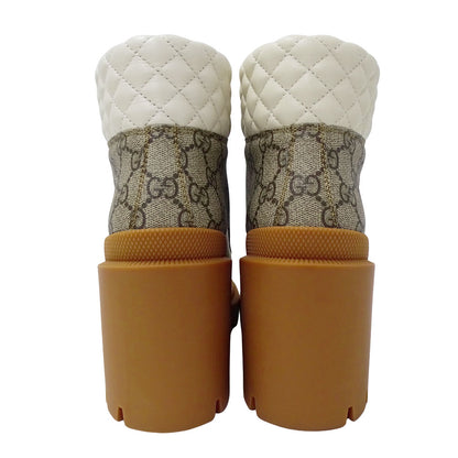 GUCCI グッチ GGスプリーム アンクルブーツ ブーツ ホワイト ベージュ 659691 PVC レディース 【中古】