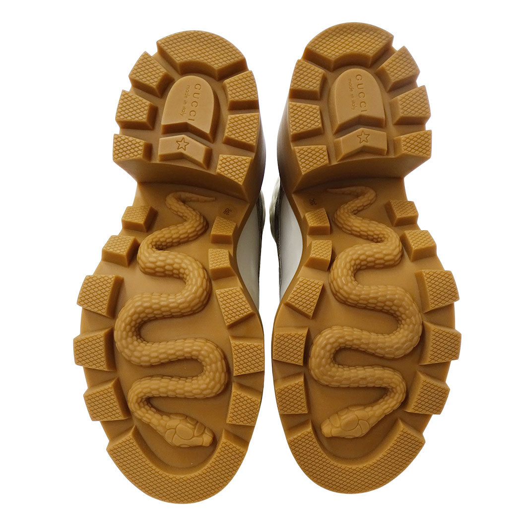 GUCCI グッチ GGスプリーム アンクルブーツ ブーツ ホワイト ベージュ 659691 PVC レディース 【中古】