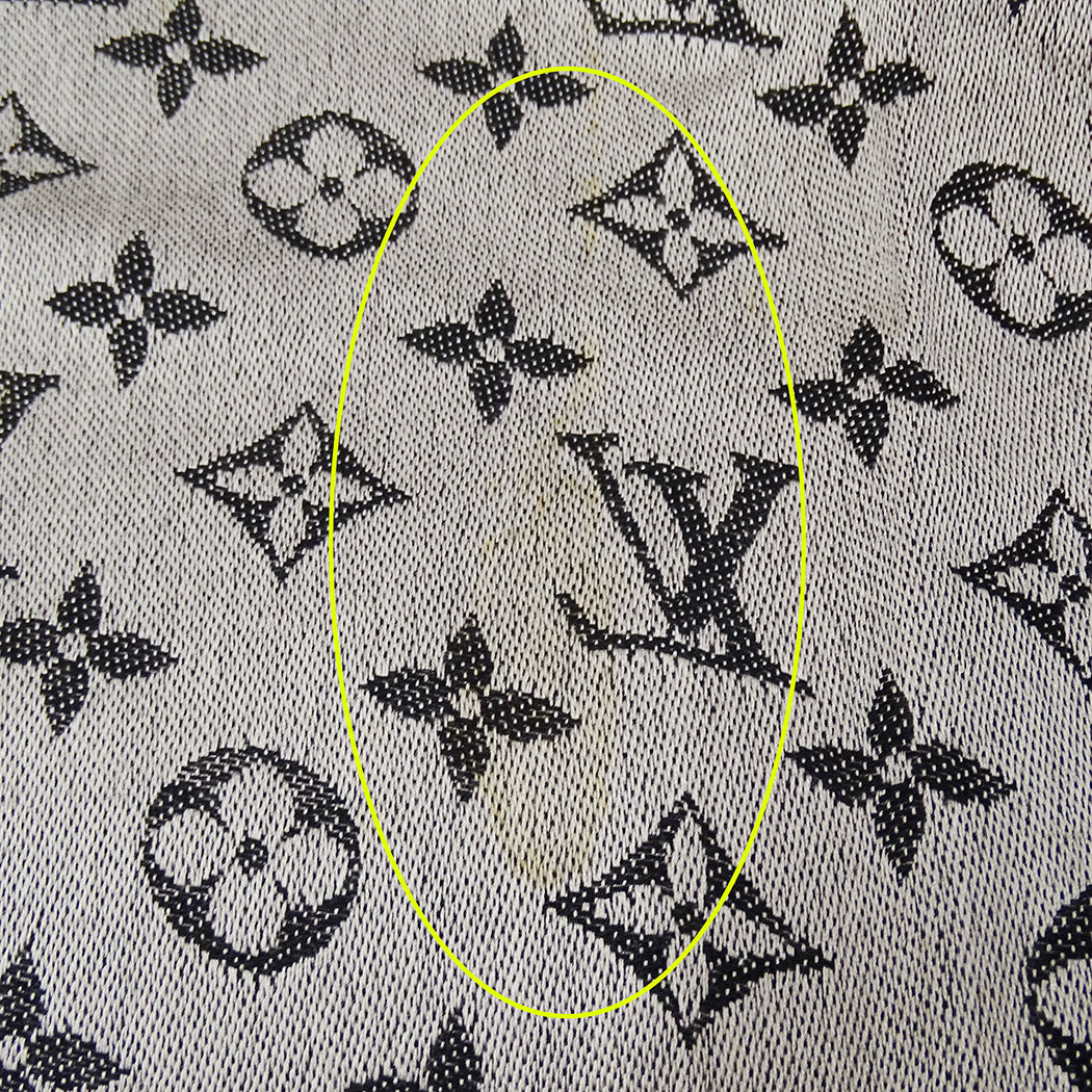 LOUIS VUITTON ルイ・ヴィトン ショール・モノグラム デニム マフラー・ストール ブラック M71378 シルク レディース 【中古】
