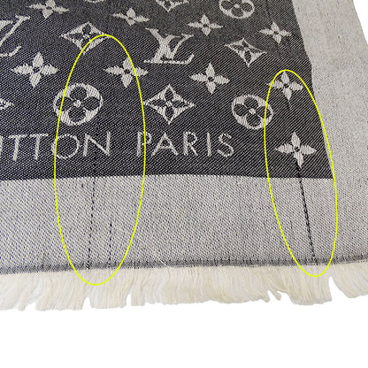 LOUIS VUITTON ルイ・ヴィトン ショール・モノグラム デニム マフラー・ストール ブラック M71378 シルク レディース 【中古】