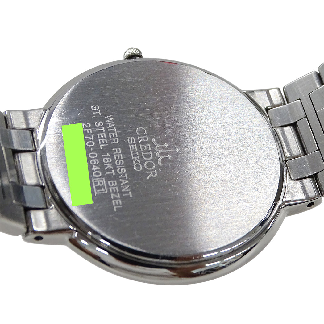 SEIKO セイコー クレドール 2F70-0640 メンズ 腕時計 クオーツ QZ SS 18KTベゼル 磨き済み【中古】