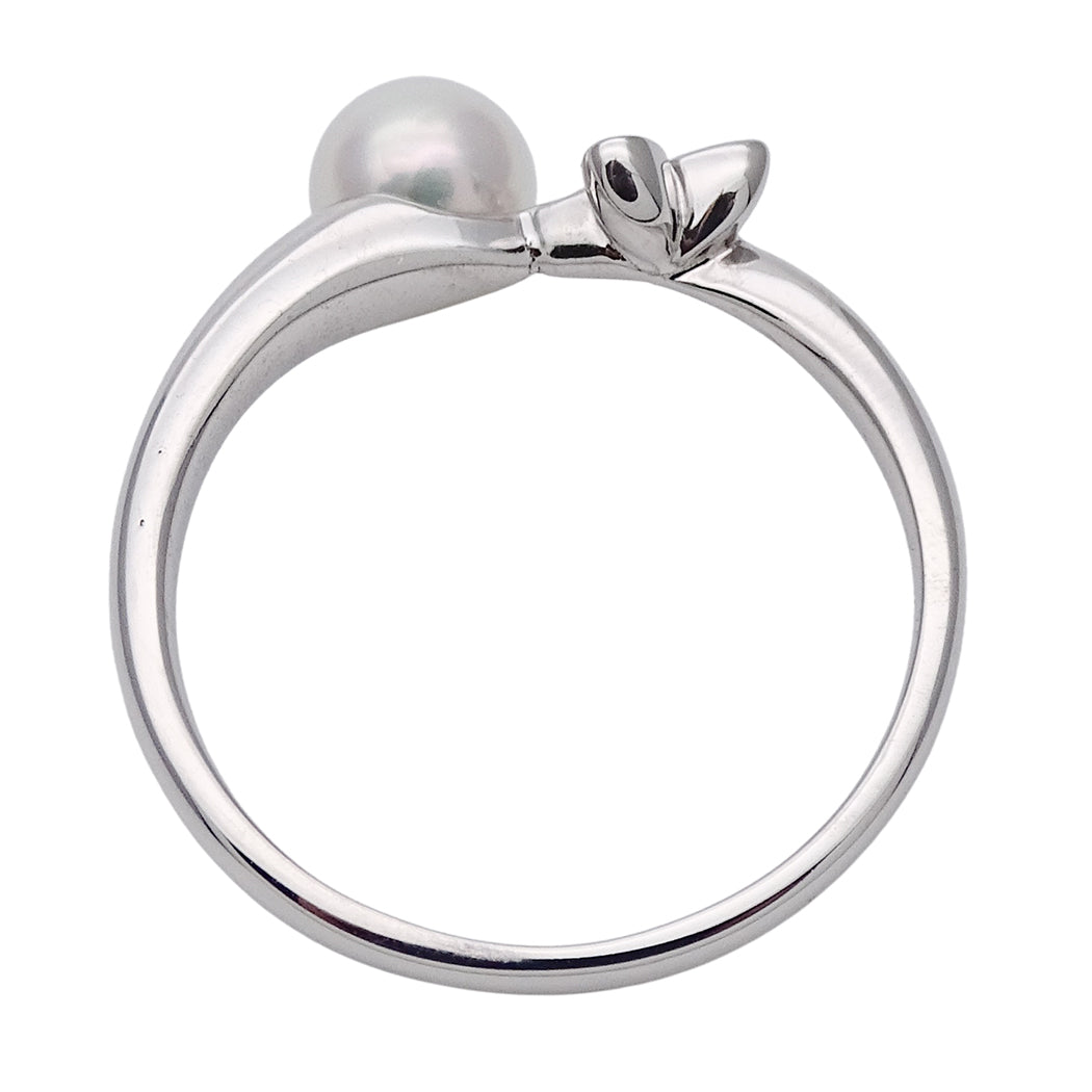 MIKIMOTO ミキモト リング 指輪 K18WG パール ダイヤモンド 約17号 レディース 磨き済み【中古】