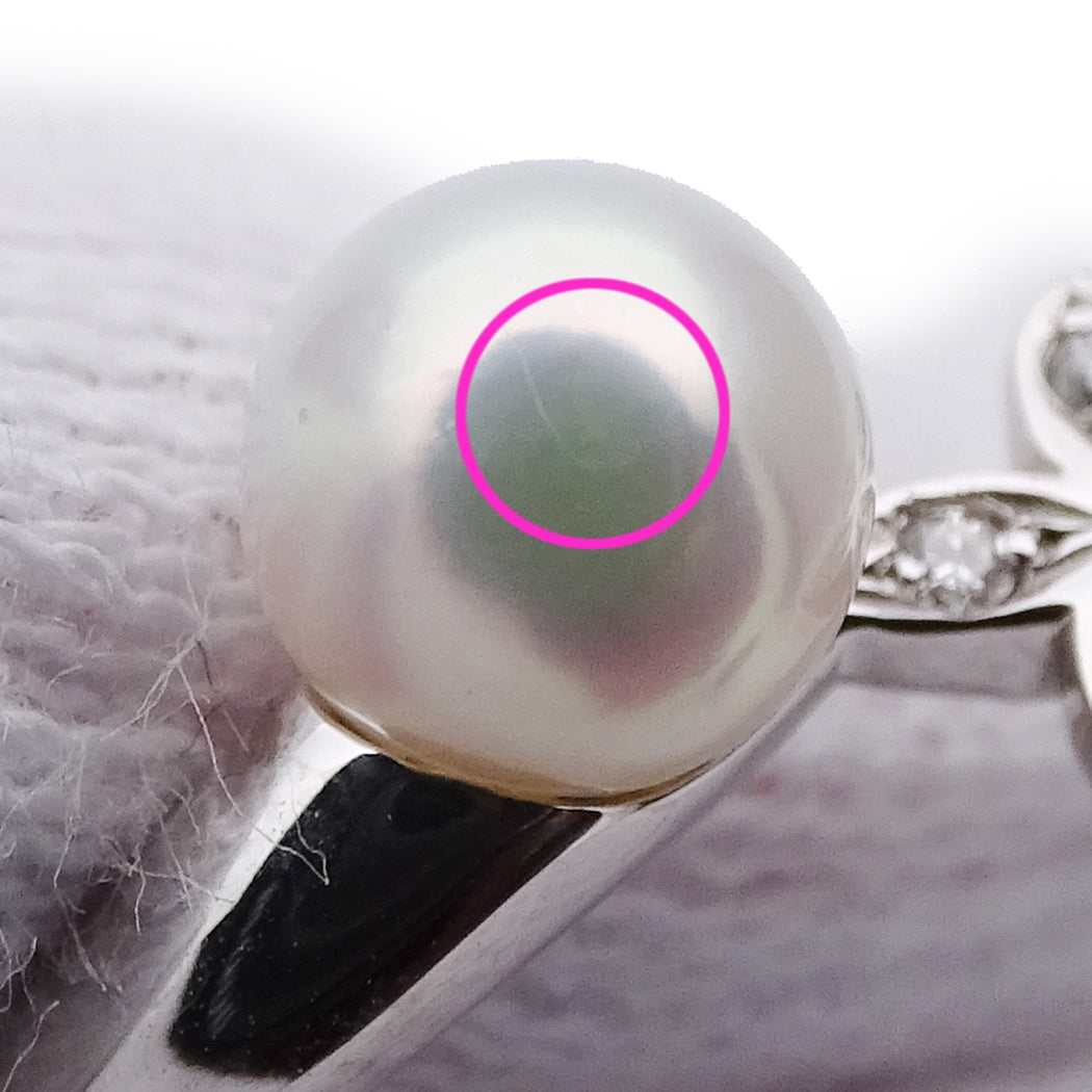 MIKIMOTO ミキモト リング 指輪 K18WG パール ダイヤモンド 約17号 レディース 磨き済み【中古】