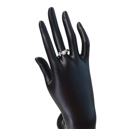 MIKIMOTO ミキモト リング 指輪 K18WG パール ダイヤモンド 約17号 レディース 磨き済み【中古】