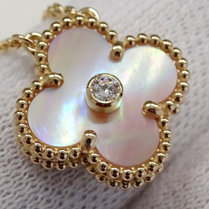 Van Cleef & Arpels ヴァンクリーフ＆アーペル ヴィンテージアルハンブラ ネックレス 2025年X'mas限定 ホリデー 750PG ピンクマザーオブパール ダイヤモンド レディース 磨き済み【中古】