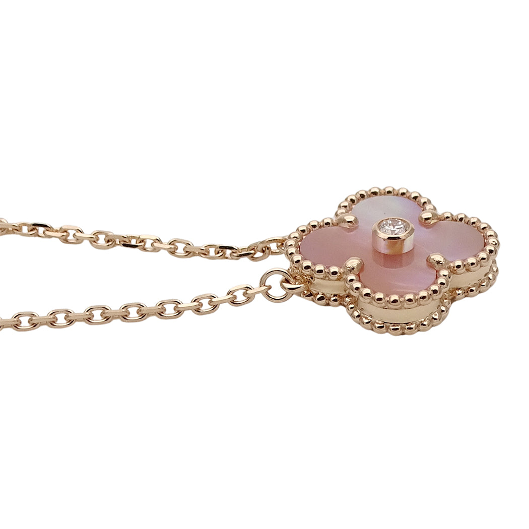 Van Cleef & Arpels ヴァンクリーフ＆アーペル ヴィンテージアルハンブラ ネックレス 2025年X'mas限定 ホリデー 750PG ピンクマザーオブパール ダイヤモンド レディース 磨き済み【中古】