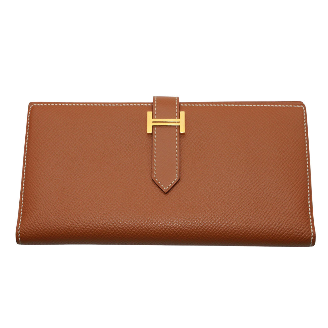 HERMES エルメス ベアンスフレ 長財布 ゴールド ゴールド金具 ヴォーエプソン レディース 【中古】