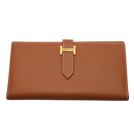 HERMES エルメス ベアンスフレ 長財布 ゴールド ゴールド金具 ヴォーエプソン レディース 【中古】