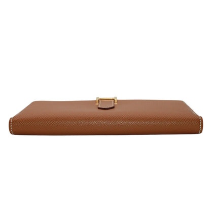 HERMES エルメス ベアンスフレ 長財布 ゴールド ゴールド金具 ヴォーエプソン レディース 【中古】