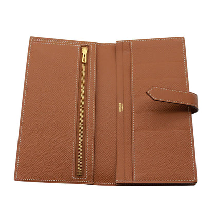 HERMES エルメス ベアンスフレ 長財布 ゴールド ゴールド金具 ヴォーエプソン レディース 【中古】