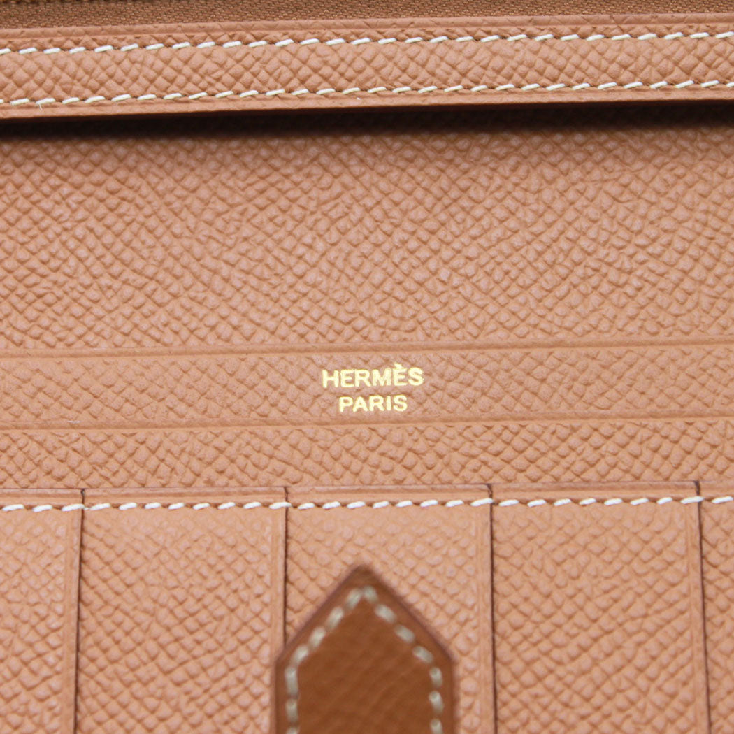 HERMES エルメス ベアンスフレ 長財布 ゴールド ゴールド金具 ヴォーエプソン レディース 【中古】