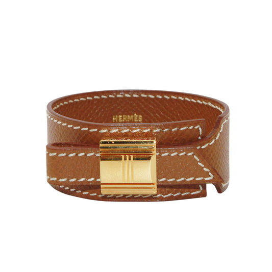 HERMES エルメス アルテミス ブレスレット レザー ゴールド ブラウン ゴールド レディース 【中古】