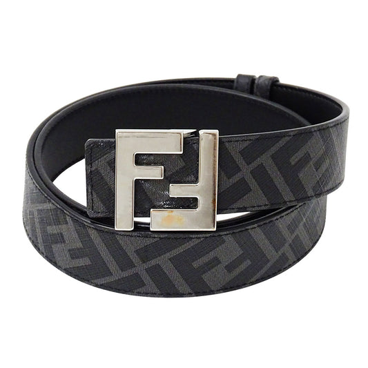 FENDI フェンディ FFスクエアベルト ベルト ブラック レザー メンズ 【中古】