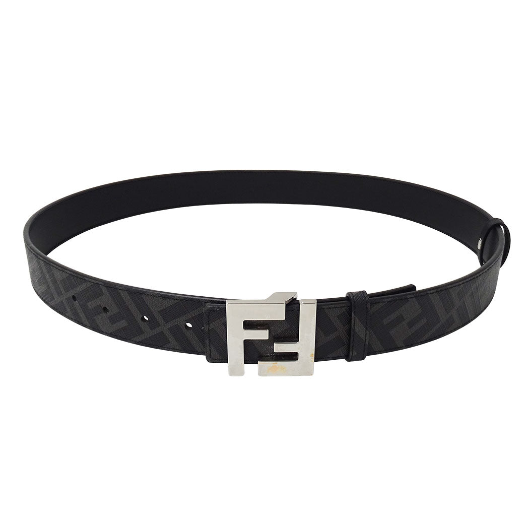 FENDI フェンディ FFスクエアベルト ベルト ブラック レザー メンズ 【中古】