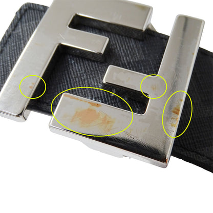 FENDI フェンディ FFスクエアベルト ベルト ブラック レザー メンズ 【中古】