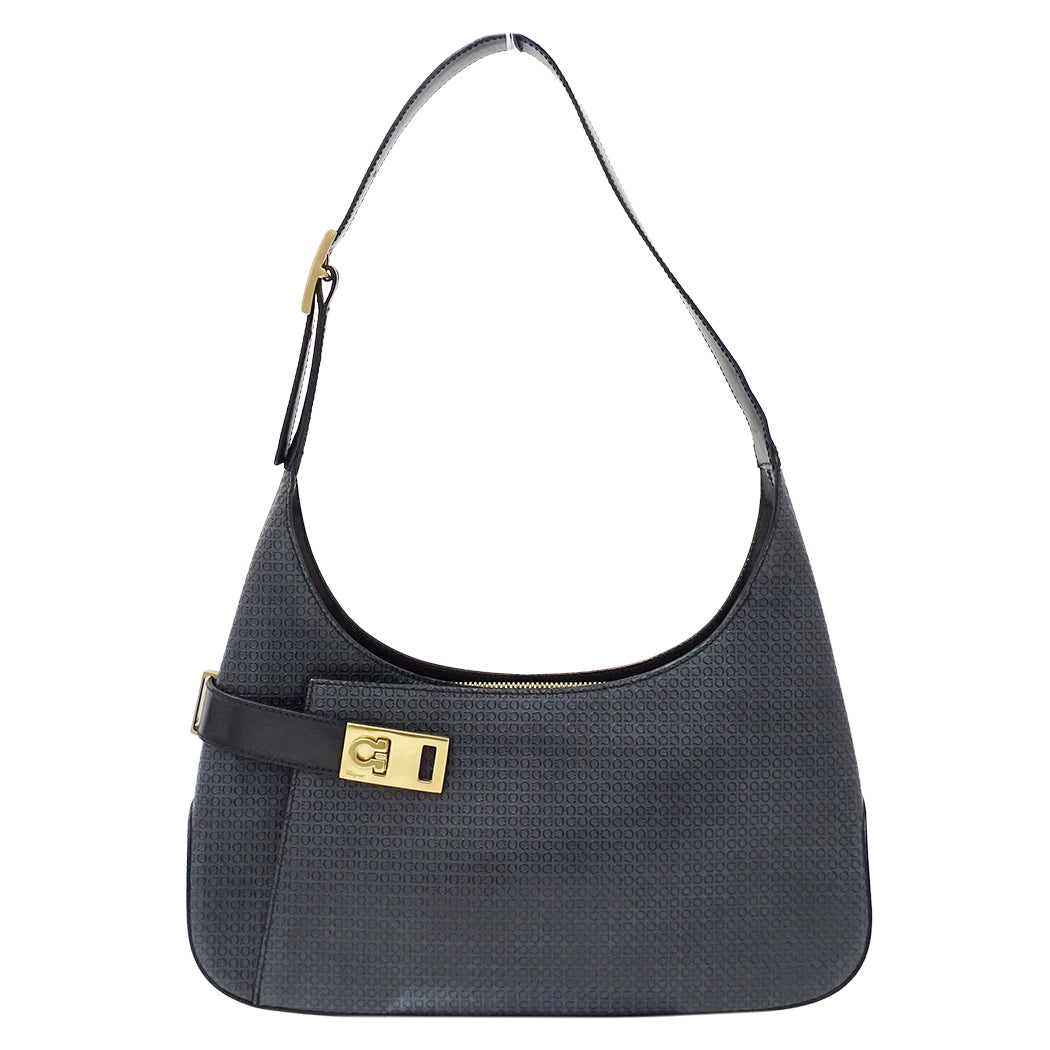 Ferragamo フェラガモ ショルダーバッグ ガンチーニ グレー レザー レディース 【中古】