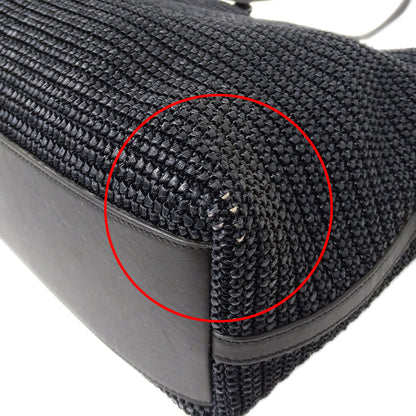SAINT LAURENT サンローラン トートバッグ ブラック 490793 ラフィア レディース 【中古】