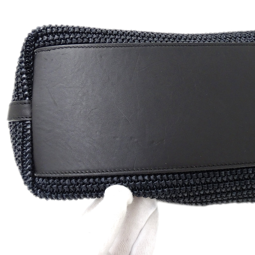 SAINT LAURENT サンローラン トートバッグ ブラック 490793 ラフィア レディース 【中古】