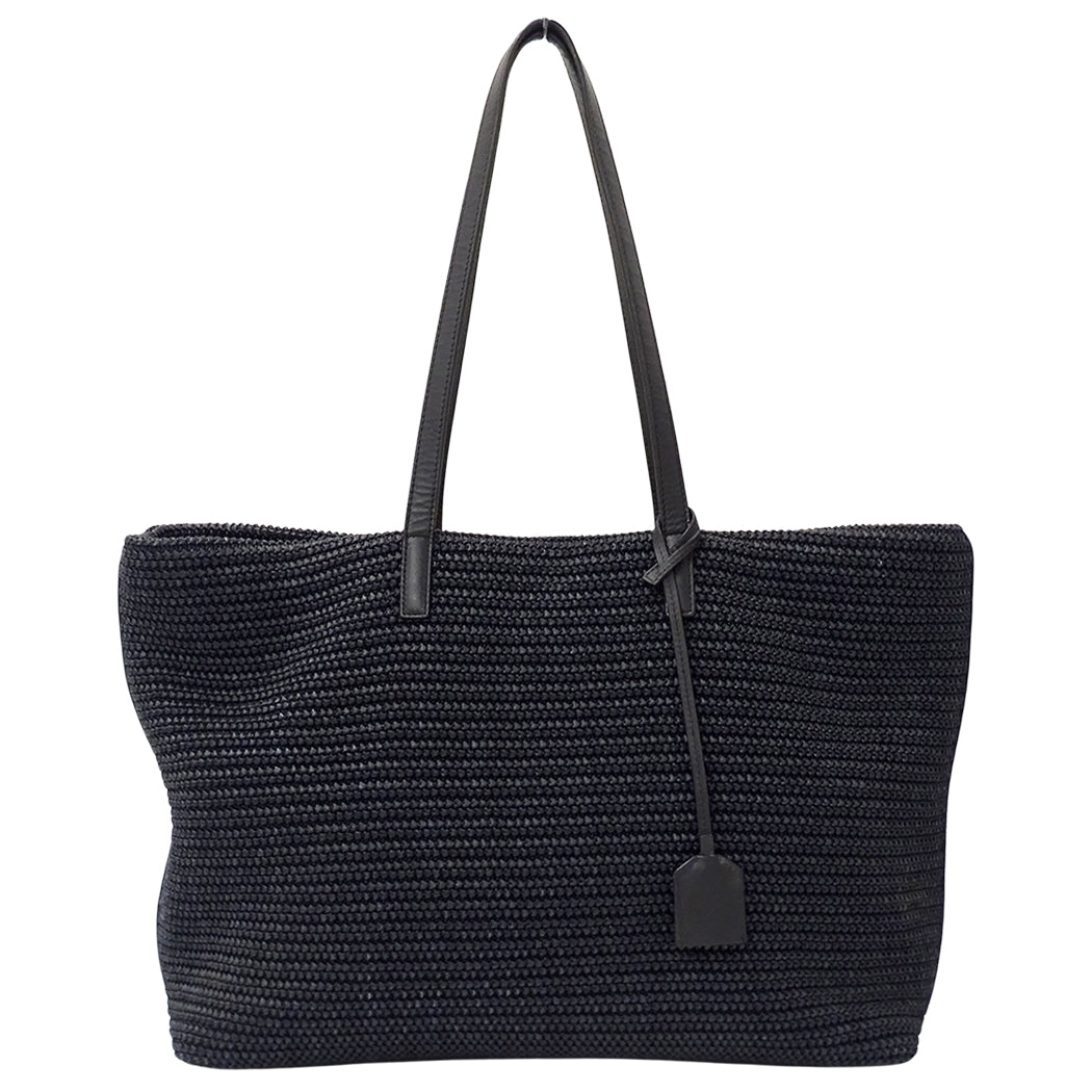 SAINT LAURENT サンローラン トートバッグ ブラック 490793 ラフィア レディース 【中古】