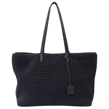 SAINT LAURENT サンローラン トートバッグ ブラック 490793 ラフィア レディース 【中古】
