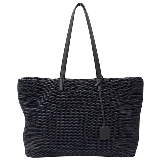 SAINT LAURENT サンローラン トートバッグ ブラック 490793 ラフィア レディース 【中古】