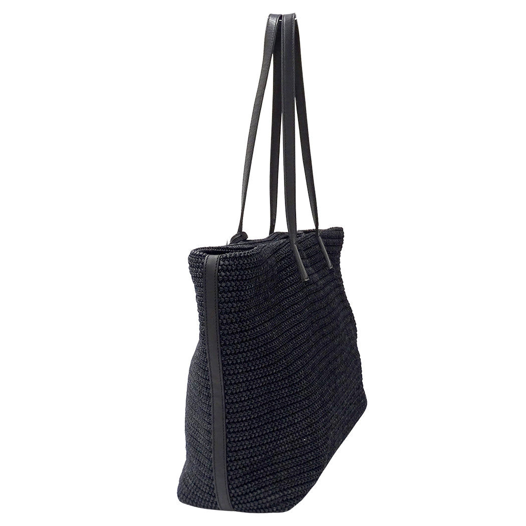 SAINT LAURENT サンローラン トートバッグ ブラック 490793 ラフィア レディース 【中古】