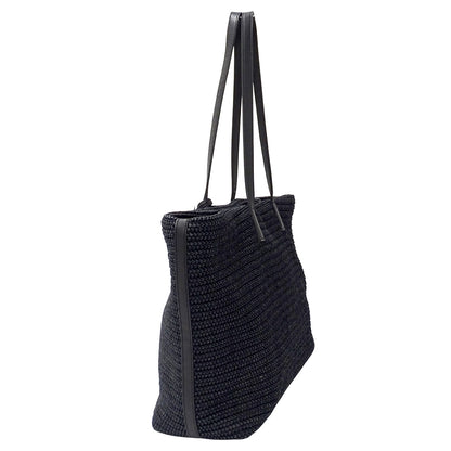SAINT LAURENT サンローラン トートバッグ ブラック 490793 ラフィア レディース 【中古】