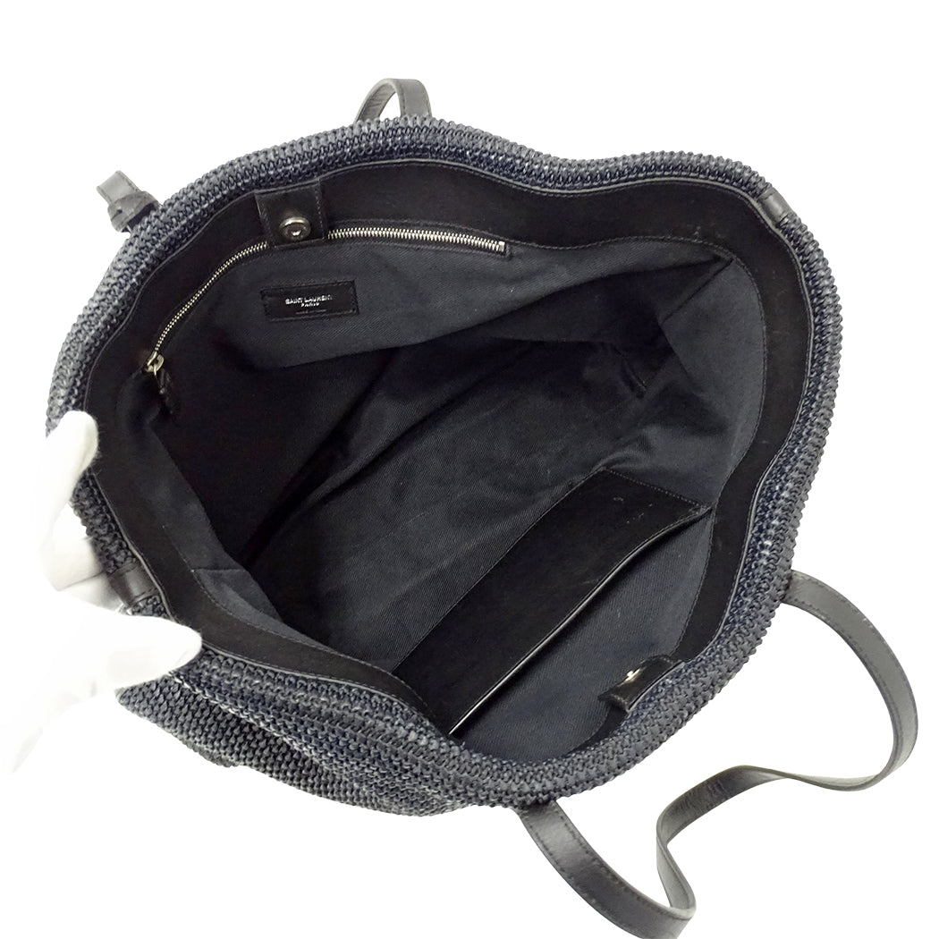 SAINT LAURENT サンローラン トートバッグ ブラック 490793 ラフィア レディース 【中古】