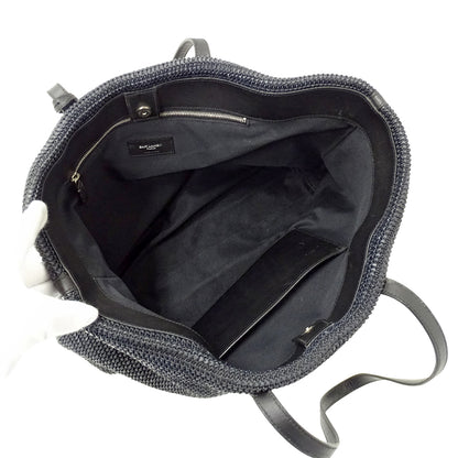 SAINT LAURENT サンローラン トートバッグ ブラック 490793 ラフィア レディース 【中古】