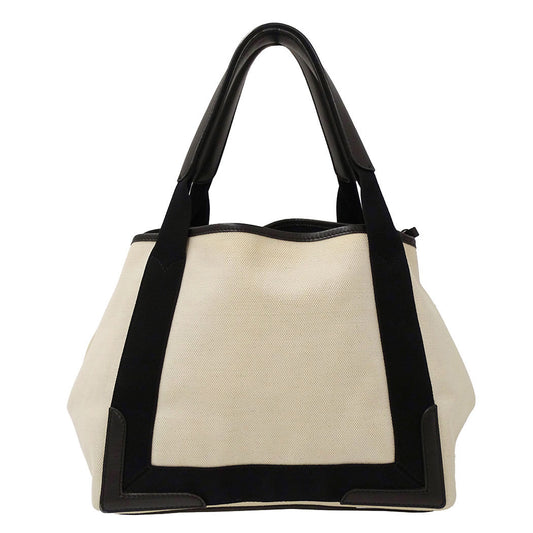 BALENCIAGA バレンシアガ ネイビーカバスS ハンドバッグ アイボリー ブラック 339933 キャンバス レディース 【中古】
